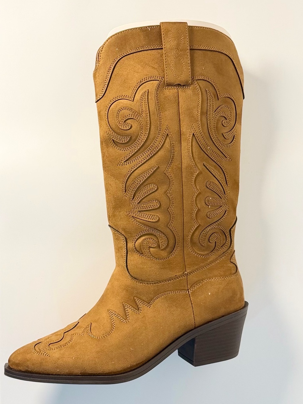 Amazon Tan Suede Western Heeled Boot